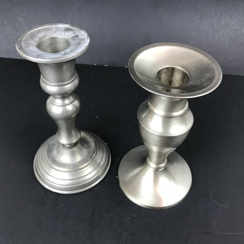 Set of two Pewter Candlesticks, 1 is Restoration Hardware